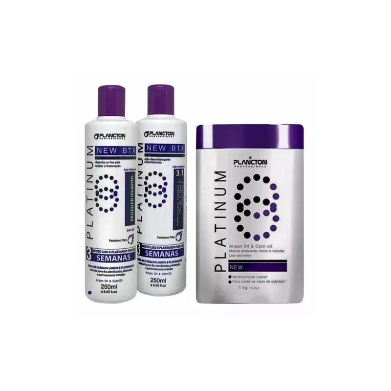 Nuevo Kit Platinum Plancton Champú, Acondicionador y Botox 1kg