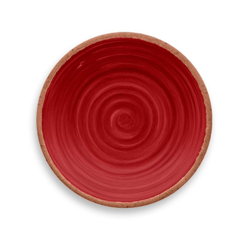 Plato de postre rojo de melamina redondo rústico Tarhong