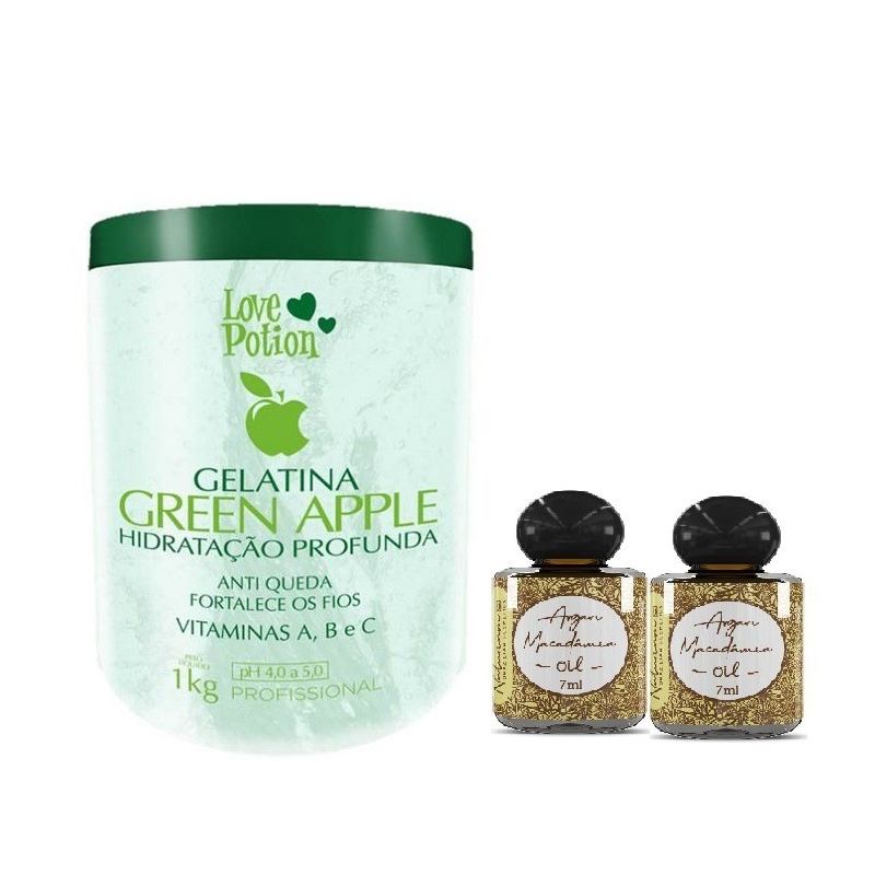 Green Apple Love Potion Gelatina Capilar 1kg + 02 Aceite 7ml