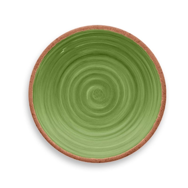Plato de postre rústico de melamina verde Tarhong redondo
