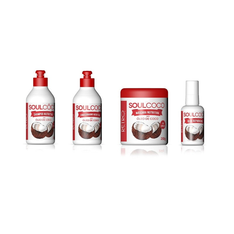 Kit Nutritivo De Coco Champú Acondicionador Mascarilla Y Aceite