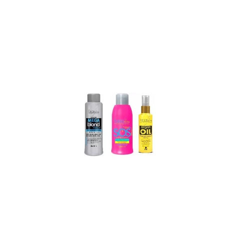 Kit=1 Sos Anti +1 Argán 60ml+1 Mega Rubio Negro-forever Liss 