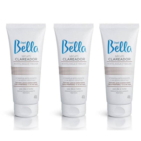 Depil Bella Serum Blanqueador Rostro Axilas e Ingle 40g 3 Unidades