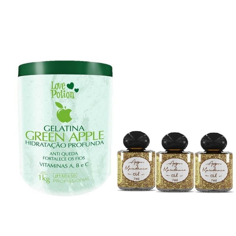 Green Apple Love Potion Gelatina Capilar 1kg + 3 Aceites