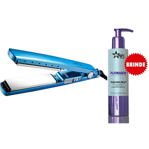 Plancha De Pelo Titanio Azul 7900 Bivolt Mq + Regalo