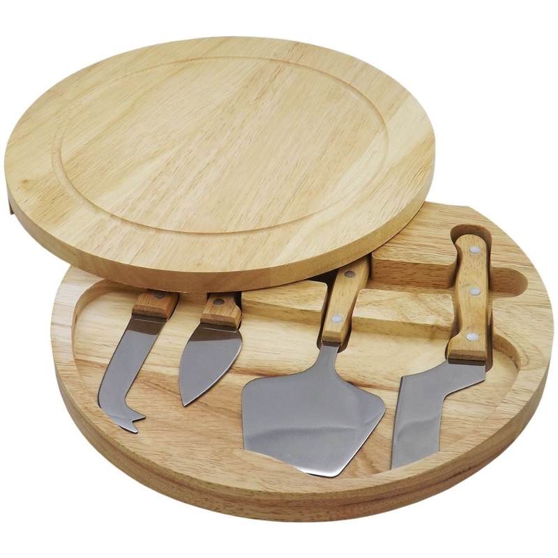 Kit Queso 5 Piezas Con Tabla De Madera