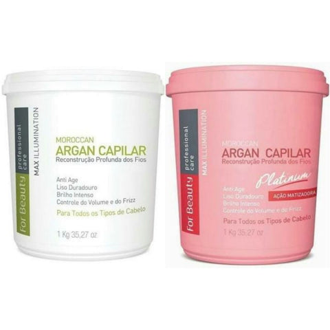 Cabello De Argán Marroquí Para La Belleza 2 X 1 Kg Blanco Y Rosa