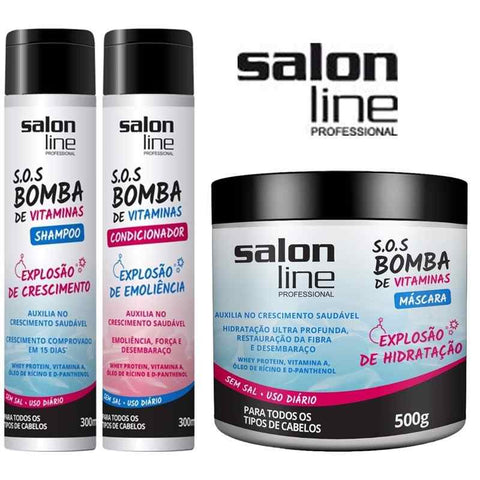 Kit S.o.s Bomba Shampoo Condicionador Máscara Salon Line